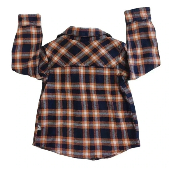 Tommy Bahama Orange And Blue  Plaid Long Sleeve Button Up Top Size 3T - Picture 3 of 7
